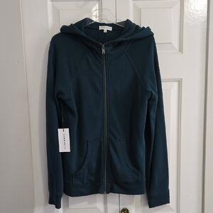 Like New Aritzia Community Dark Teal Green Zip-Up Hoodie Small